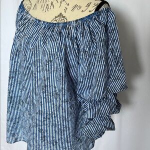 Off shoulder stripe balloon sleeve blouse 2x blue and white Jennifer and Grace
